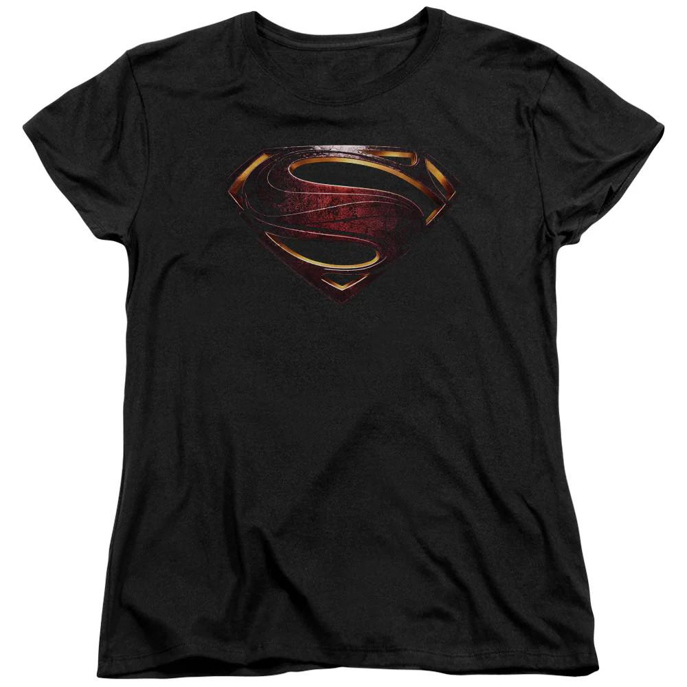 

Justice League Movie Superman Logo Womens T Shirt Black 4XL
