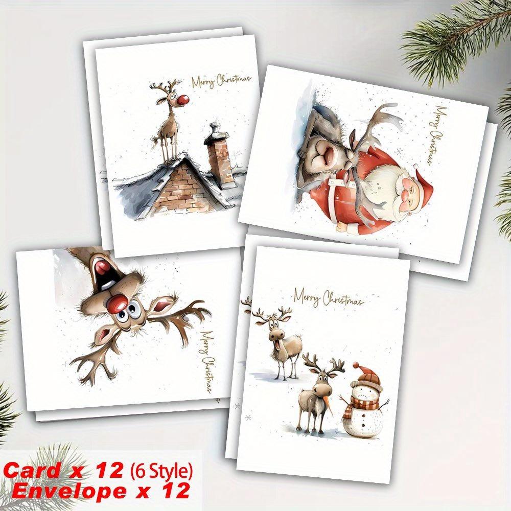 12-Pack Christmas Greeting Cards with Envelopes - Blank Inside for Personal Messages - Suitable for New Year, Congratulations, and Thank You Occasions
