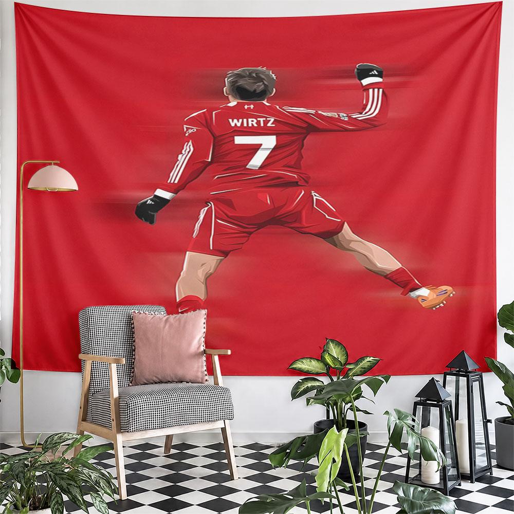 "Red Soccer Player Celebration Art" Pattern Wall Hanging Tapestry Decorative Tapestry Home Decor for Bedroom and Living Room