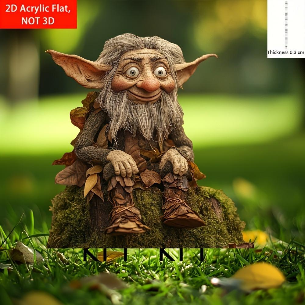 2D Flat 1Pc Sitting Gnome Acrylic Garden Stake, Multifunctional Outdoor Decor For Lawn Patio, St. Patrick's Day Valentine Easter Ramadan Decoration