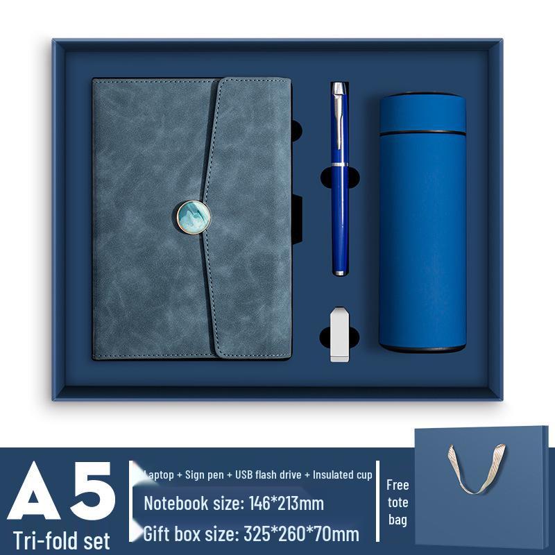 In-Stock A5 Notebook: Business Gift with Thickened Soft Leather, High-Appearance Design, Buckle Closure, and Gift Box