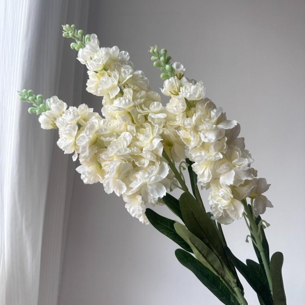 3D 85cm Artificial Violet with Leaves Long Stems Faux Larkspur Fake Bouquet Wedding
