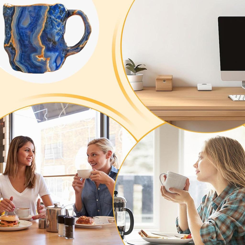 Cani de cafea din cristal mineral, cești elegante din mineral, ceașcă de ceai rafinată din rășină, cană din cristal mineral multifuncțională pentru casă, birou 8cm