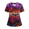 Women's Short Sleeved Solid Color V-neck Buttonable Side Slit Top T-shirt