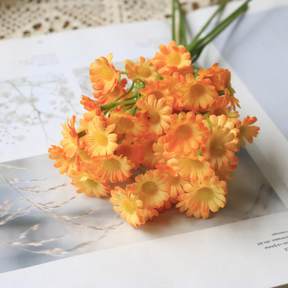 Fake Daisies Artificial Flowers Artificial Flower Bouquet with Flexible Stems Silk Faux Blooms for Wedding Centerpieces