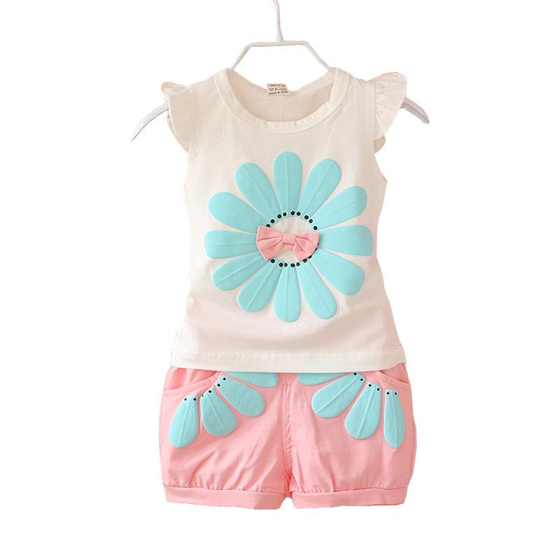 Korean-Style Summer Floral Vest & Shorts Set for Girls (0-4 Years)
