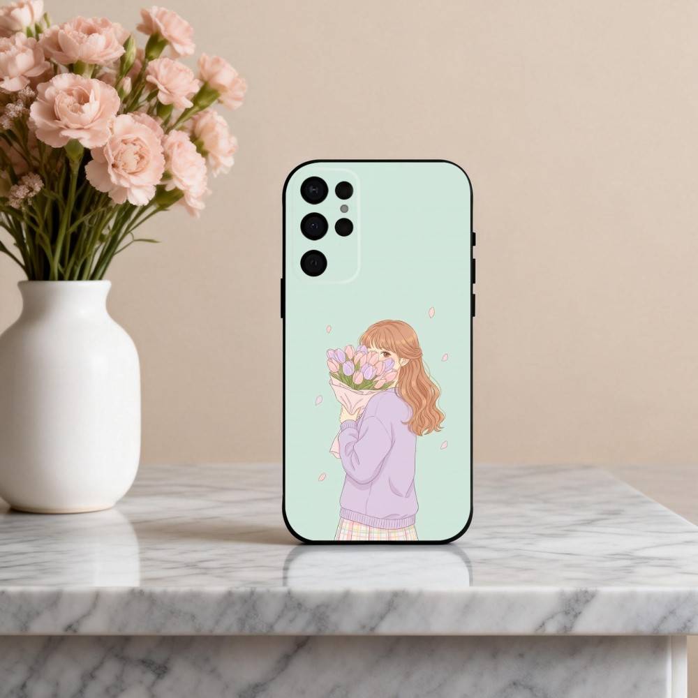 D-Dreamy G-Glow Vibe cartoon girl Phone Case For Samsung S25,24,23,22,30,21,10,9,Ultra,Plus,Lite,FE,4,5 G Soft Black Case