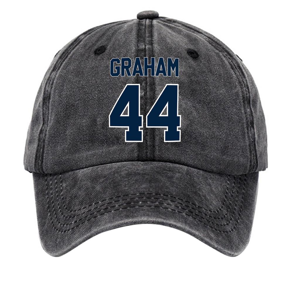 Washed Cotton Baseball Cap Vintage Style Soft Top Denim Hat with Printed Design Adjustable Strap for Casual Wear