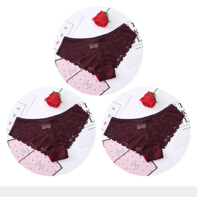 Panties for Woman Sexy Lace Breathable Female Underwear Panty Transparent Brief Girl Underpants Set M-XXL 3 Pcs/lot