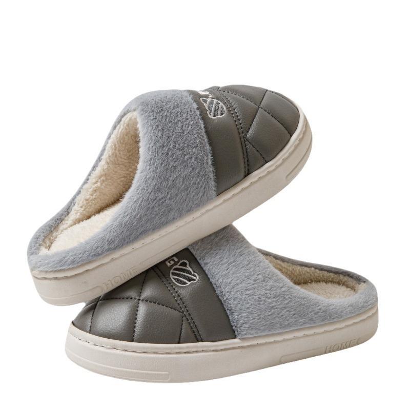 Cotton slippers women autumn and winter confinement indoor home non-slip thick bottom plush warm couple men
