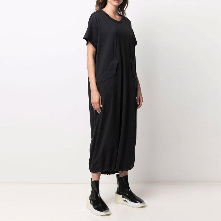 Y-3 FW21 Drapované maxi tričkové šaty Dámské šaty Černá GV0347