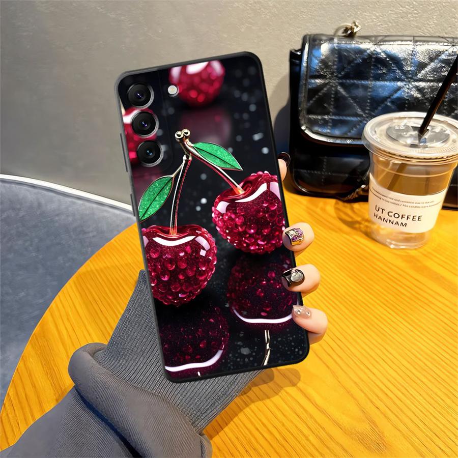 Case for Samsung Galaxy A13 A20 A16 A40 A12 A70 A15 A17 A50 A04 A06 A05 Funda Phone Cover Cherry Pattern
