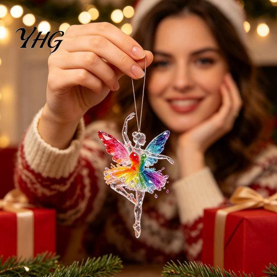 Car Rearview Mirror Charms 2Pcs Glitter Ballet Girl Keychain, 2D Acrylic Hanging Pendant for Bag Backpack, Sparkling Holiday Party Decorations Dancer