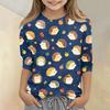 Kids Animal Print Crew Neck 3/4 Sleeve Casual T Shirt Soft Fabric Lightweight Comfortable Fit for Everyday Wear