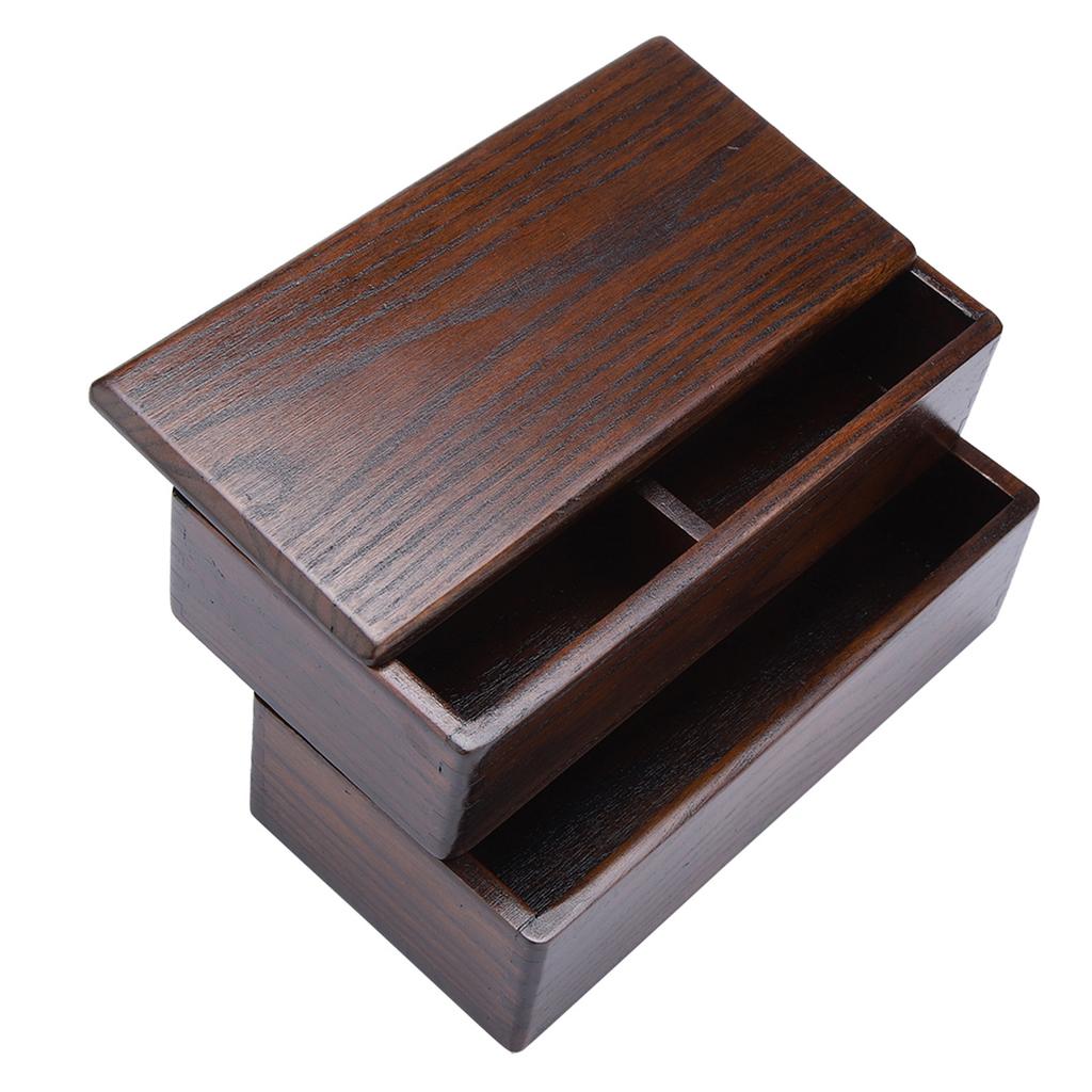 Holz-Lunchbox, doppelstöckiger Lebensmittelbehälter, tragbar, Sushi für die Schule, , Picknick, gute Wärmeisolierung, geruchlos, mit 3 Fächern, idl