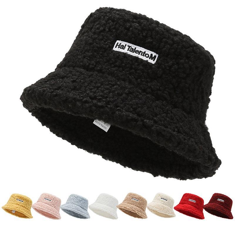Hat Autumn and Winter Bucket Hat Lamb Wool Women Autumn and Winter Thickened Warm Plush Basin Hat