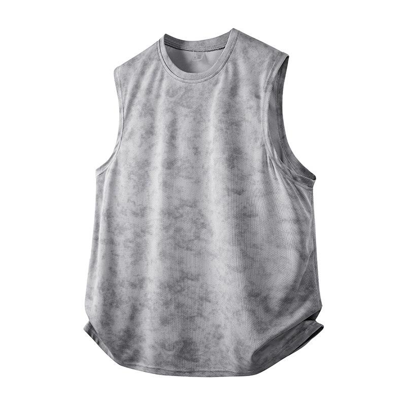 Men's Summer Ice Silk Plus Plus Fat Plus Quick Drying Sports and Fitness Running Sweatshirt with Camisole Vest