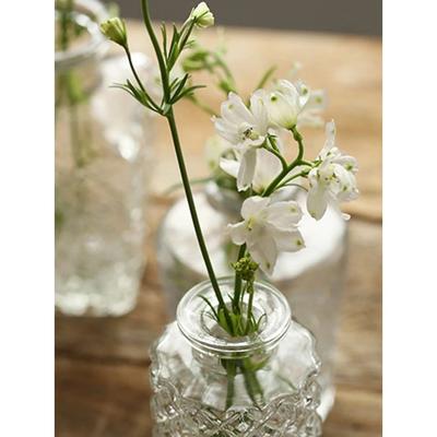 "Vintage Light Luxury Relief Transparent French Glass Vase Ins Style Home Decoration Living Room Pocket Insert Flower Vase"