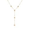 Gold Plated Stainless Steel Pink Flower Lariat Necklace for Women