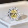 S925 Sterling Silver Goose Egg Ring - Yellow Pigeon Design for Women's Fashion, Versatile and High-End Luxury.