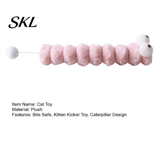 Cat Chew Toy Plush Caterpillar Toy, Stuffed Kitten Kicker with Tail Ball for Biting Kicking Shaking Fun Interactive Soft