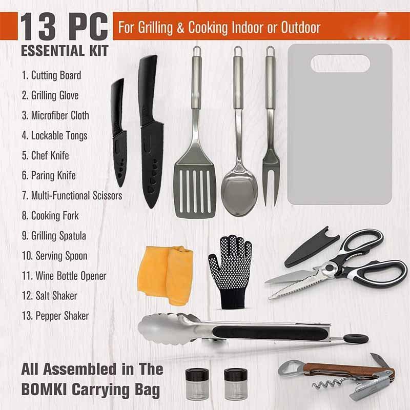 14-teiliges Outdoor-Besteckset mit Aufbewahrungstasche Camping Handheld Picknicktasche Küchengeschirrset