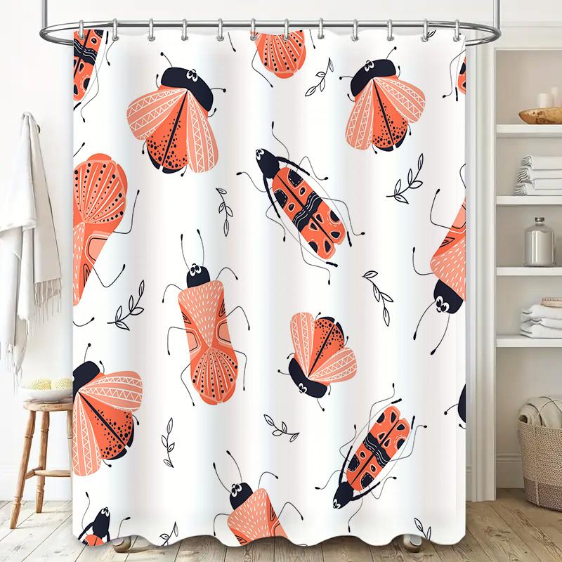 Colorful Insect Printed Shower Curtain Fashionable Home Decor for Bathrooms, Size180cm X 245cm (71in X 96in)
