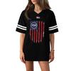 Women's Casual Fashion V-Neck Sports Independence Day Print Short Sleeve Sports T-Shirt Top