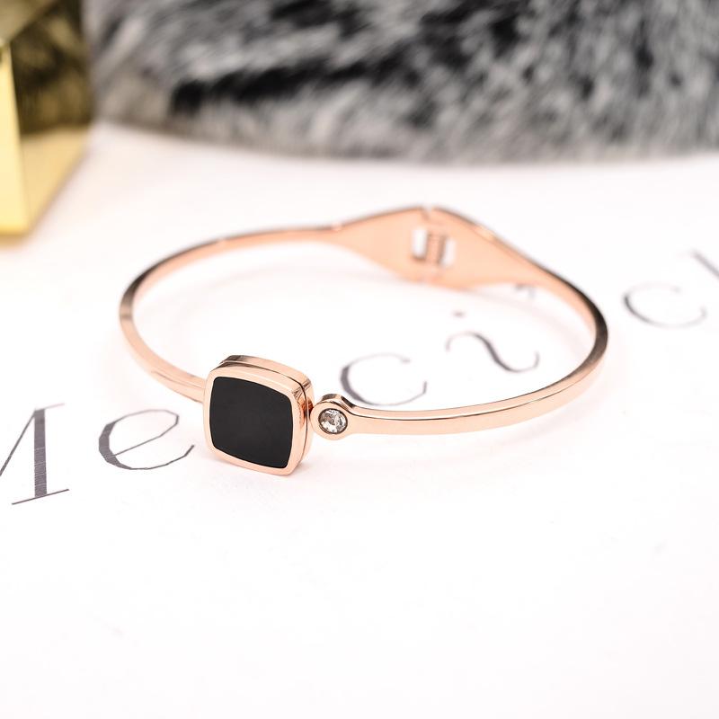 316L Stainless Steel Black Chain Zircon Square Cube Bracelets Party Gift For Women Fashion Jewelry