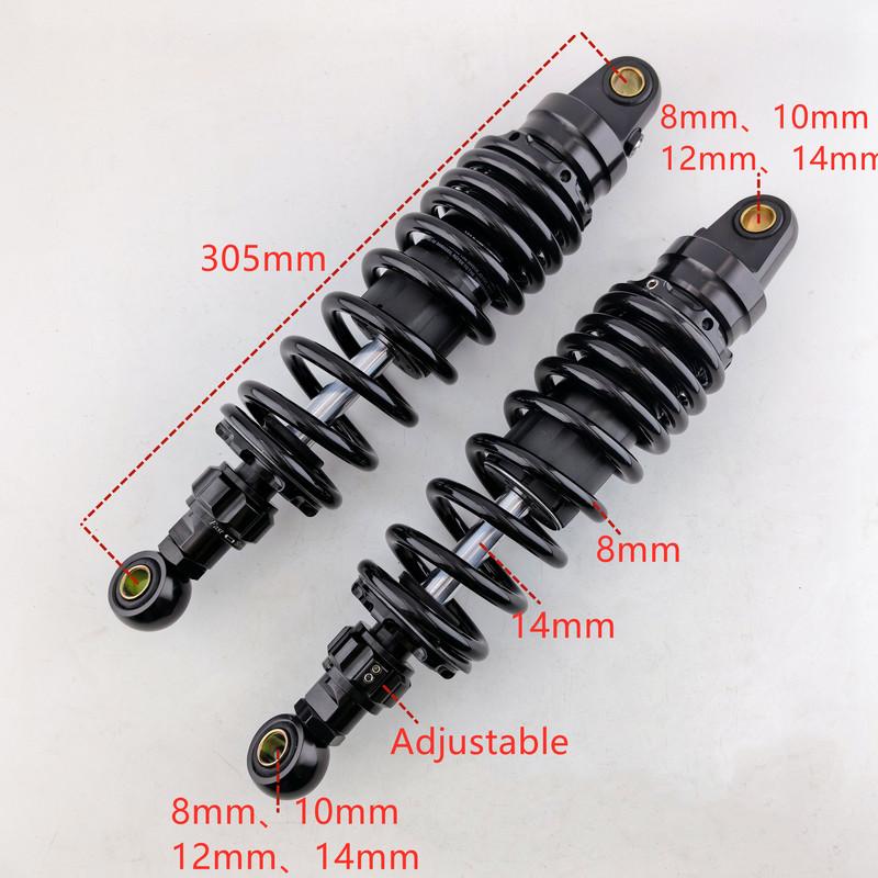2pcs Universal 305mm-350mm motorcycle Rear Adjust damping shock absorber For Honda Yamaha Kawasaki Suzuki Rear suspension