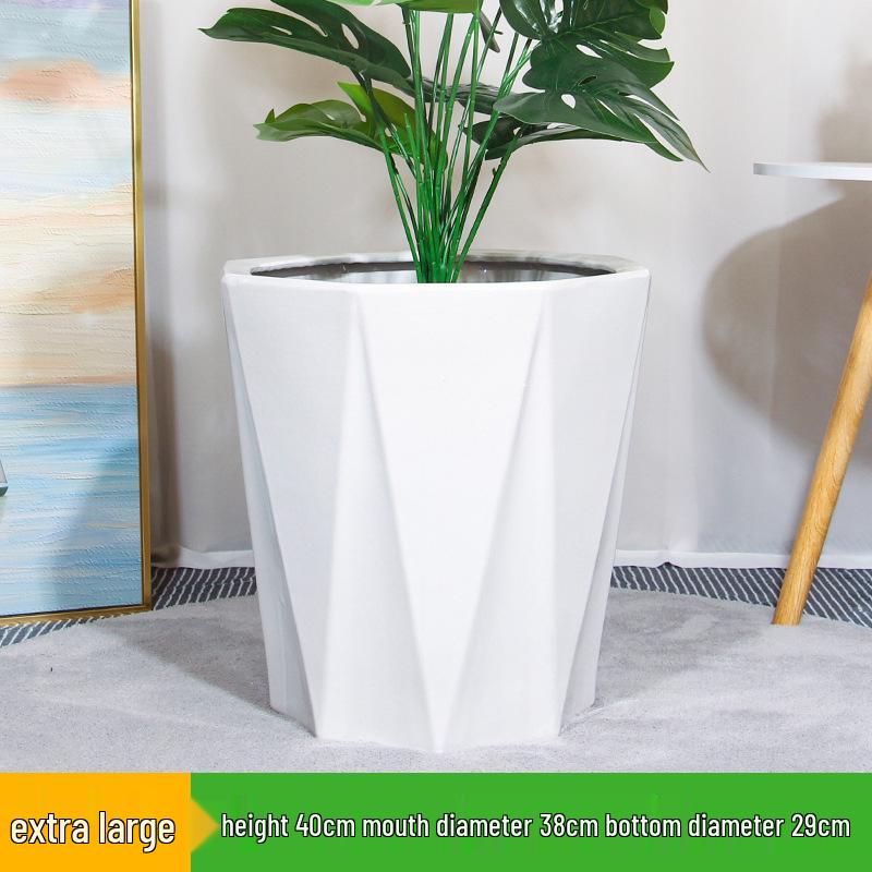 Large Light Luxury Ceramic Flower Pot for Floor or Table, XL Diameter, Album Style for Green Plants & Silk Flowers