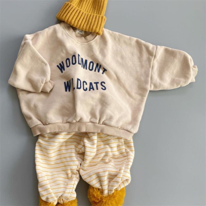 

Зимний флисовый свитер в корейском стиле для детей — унисекс, повседневный, с принтом букв 100 cm