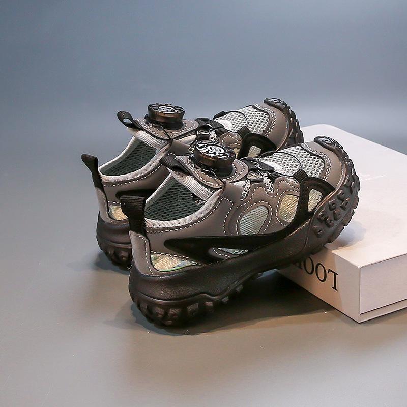 

Children s Sandals Closed-toe Hollow Beach Shoes Boys Mesh Button-buckle Sneakers Girls Fashionable White Shoes 21