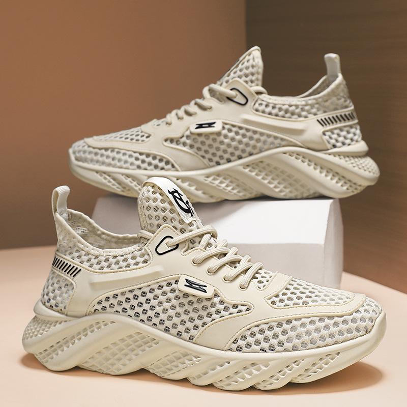 Men's Shoes Summer New Hollow Breathable Casual Versatile Mesh Shoes Soft Sole Wear-resistant Running Mesh Sneakers