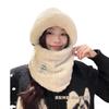 Plush Hat Scarf Integrated Mask for Women In Autumn and Winter Warm Ear Protection Riding Windproof Cold Plus Velvet Thickened Hat