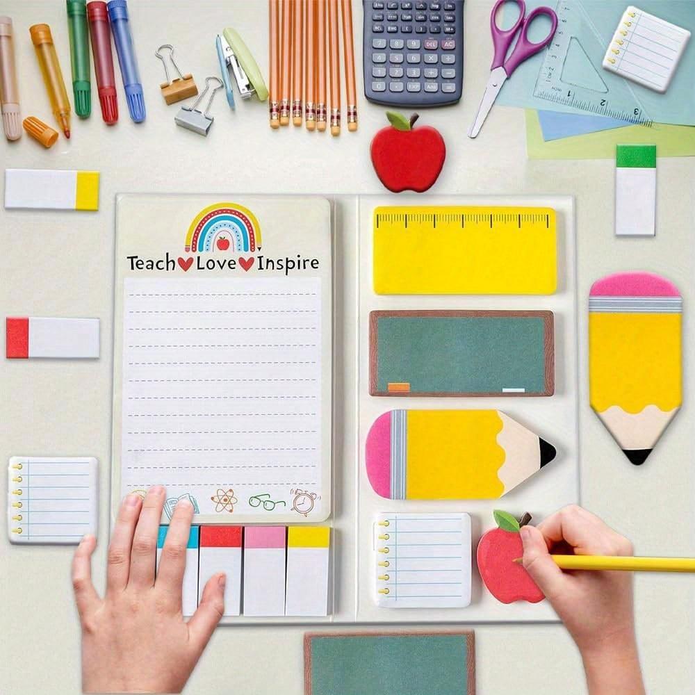 Teacher Sticky Notes Set - Teaching Supplies Shaped Sticky Note Pads Teacher To Do List Notepad Writing Memo Pads For Teacher Appreciation