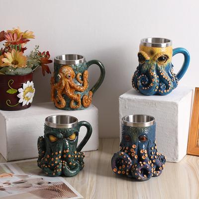 3D Devil Octopus Beer Mug with Tentacle Handle Gothic Cthulhu Pirate Drinkware Night Medieval Fantasy Gift