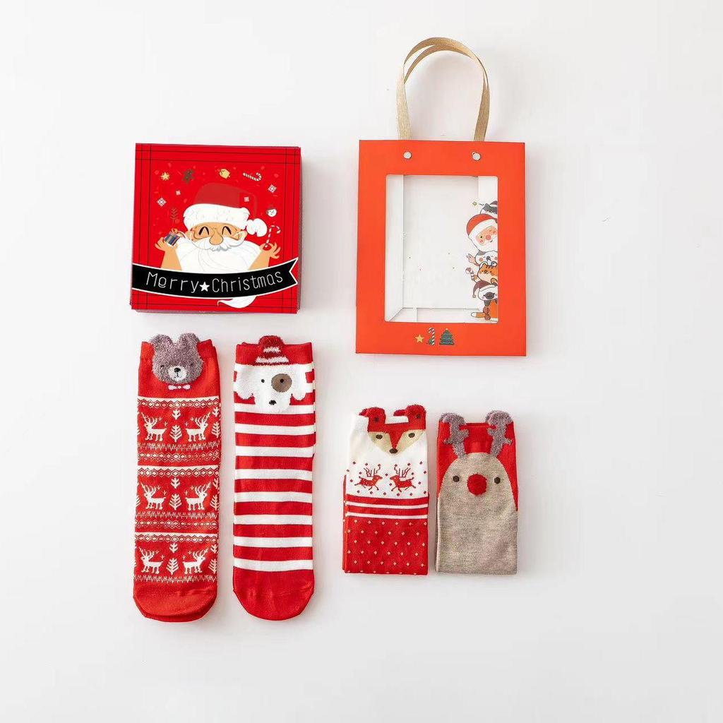 3D Cartoon Christmas Stocking Gift Set: Cute Mid-tube Women’s Socks for Autumn & Winter