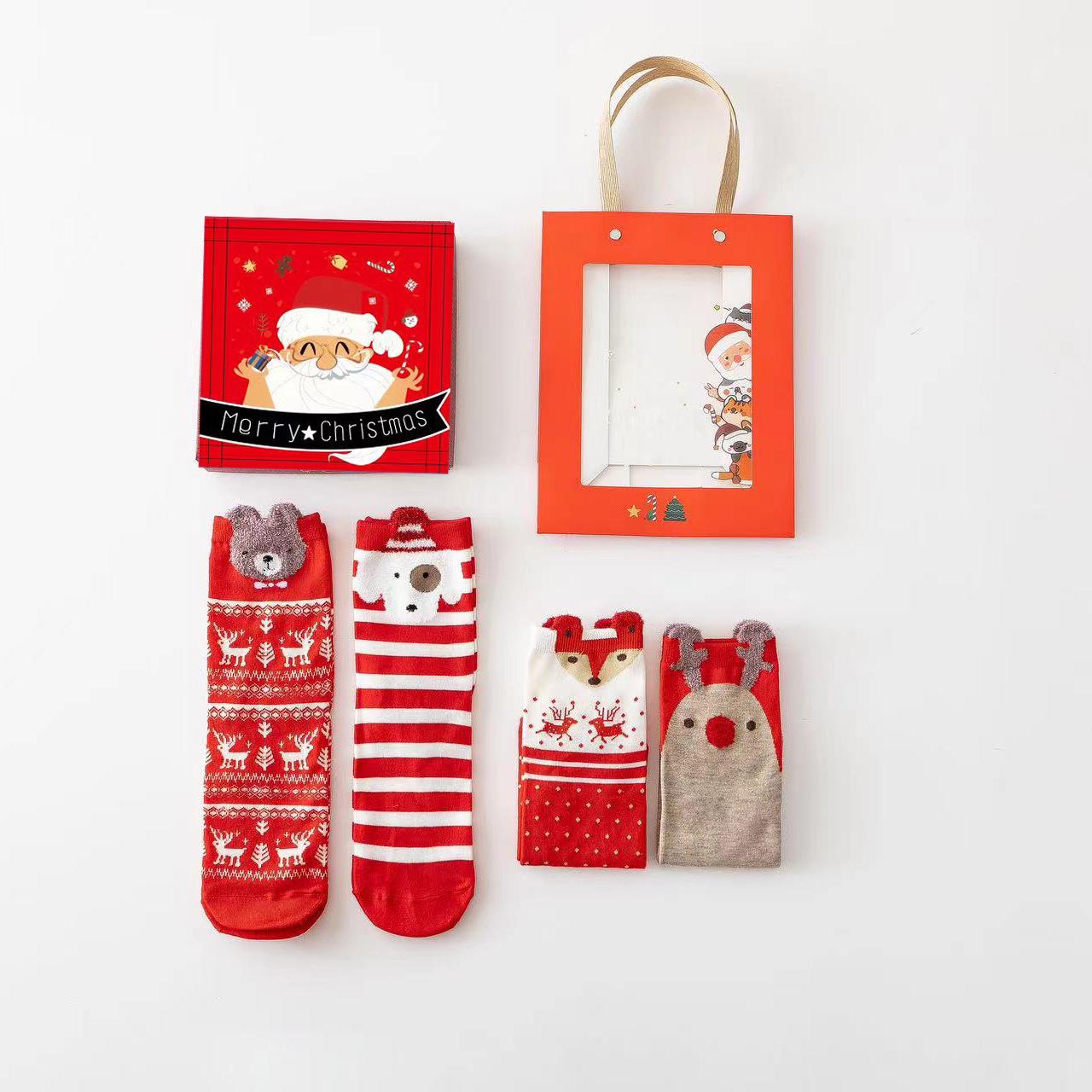 

Набор рождественских носков с 3D мультяшным дизайном: Милые женские носки средней длины на осень и зиму