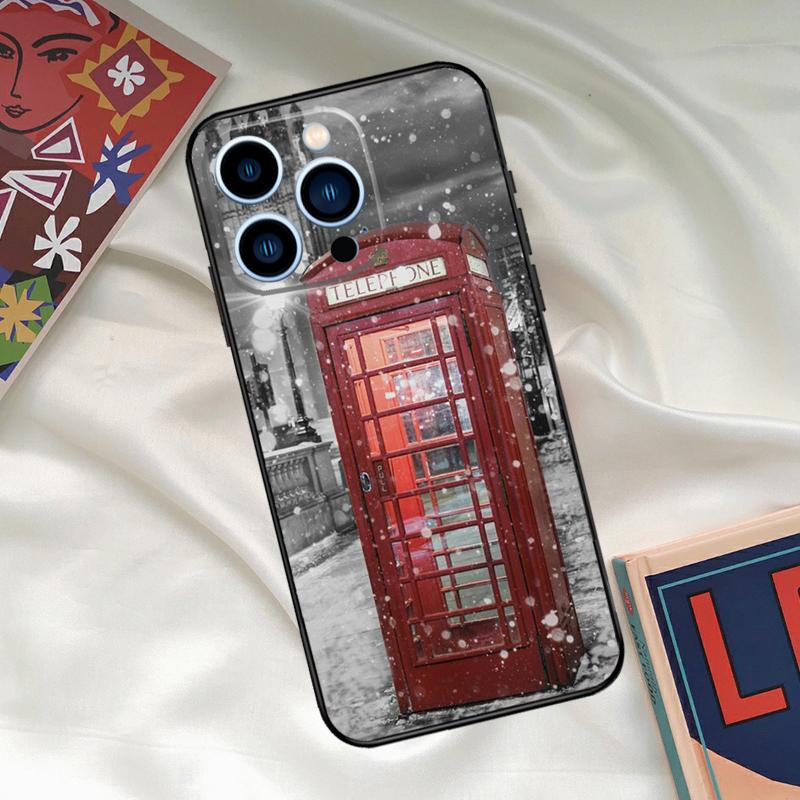 Retro Winter Snow London Phone Case For iPhone 17 16 15 13 12 11 14 Pro Max 16 Plus 12 13 Mini 16e 17 Air Funda Cover