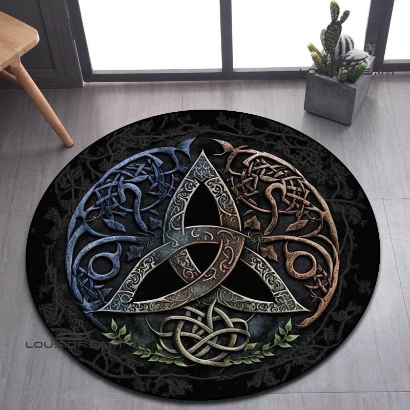 Tree of Life Retro Printed Round Carpet Living Room Bedroom Beautiful Carpet Non -slip Door Pad Floor Mats Birthday Gift