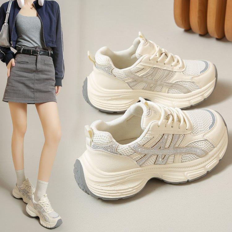 2025 new women's shoes platform heightening dad shoes women's versatile casual sports shoes women's shoes work shoes breathable mesh