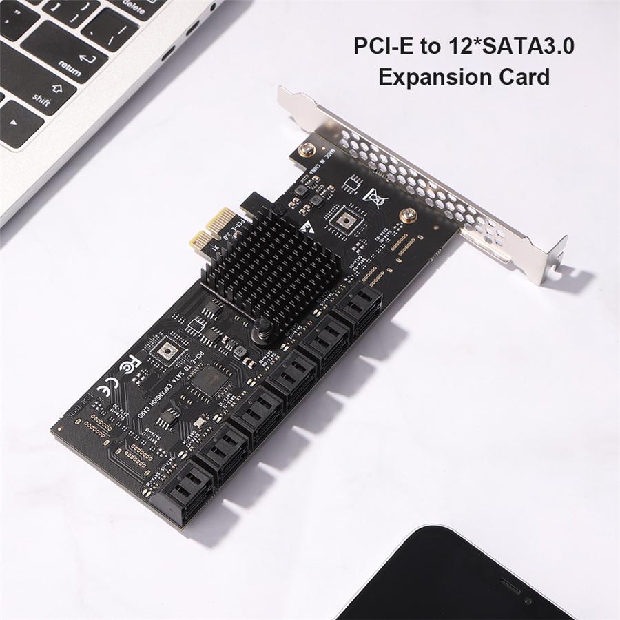 PCIE SATA Adapter Card 12 Port SATA 3 PCI Express X1 Expansion Card Riser Card