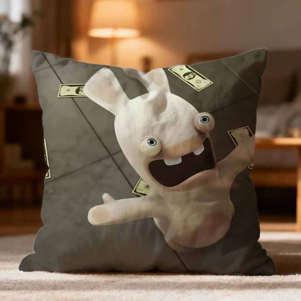 Popular R-RRabbids Invasion Cushion Cover Soft Washable Pillow Case Multi-Scene for Couch Bed Travel Office Use