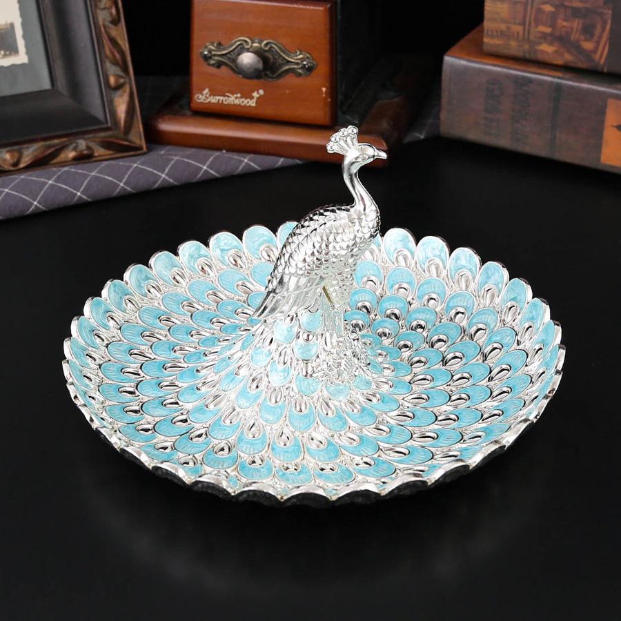 Creative and Exquisite Relief Peacock Dried Fruit Plate, Household Living Room Table, Snack Storage, Snack Plate, Light Luxury Dried Fruit Plate