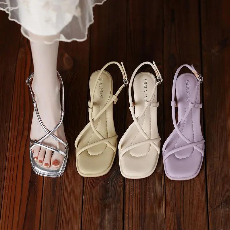 Fashion Roman Style Buckles Woman Shoes Vip Footwear New Breathable Fashion Original Summer 2025 Comfortable On Sale Sandals for Women
