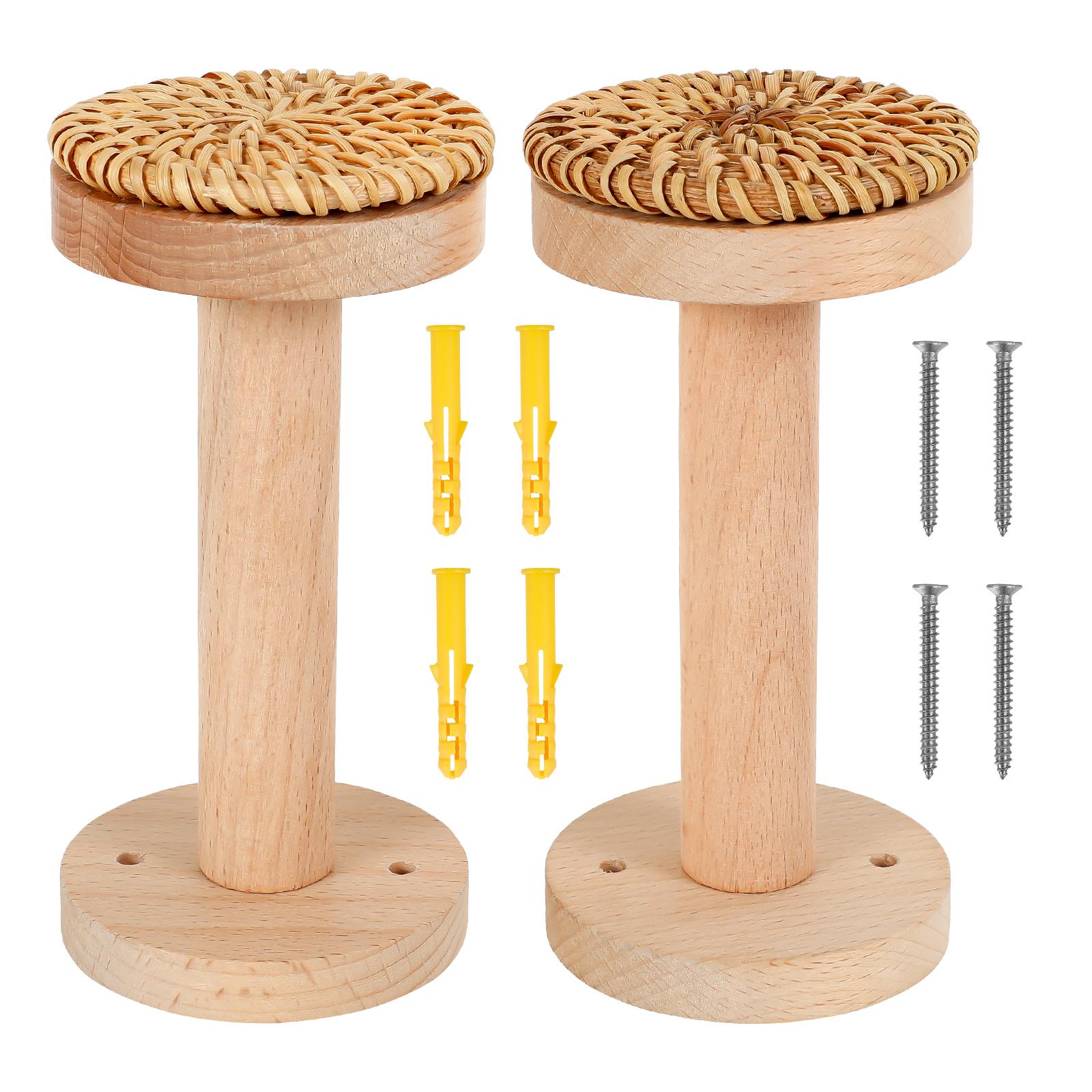 

2Pcs Curtain Holdbacks Boho Rattan Weaving Wall Mounted Wood Curtain Holder with Screws Wall Tie Back Curtain Hanger Accessories