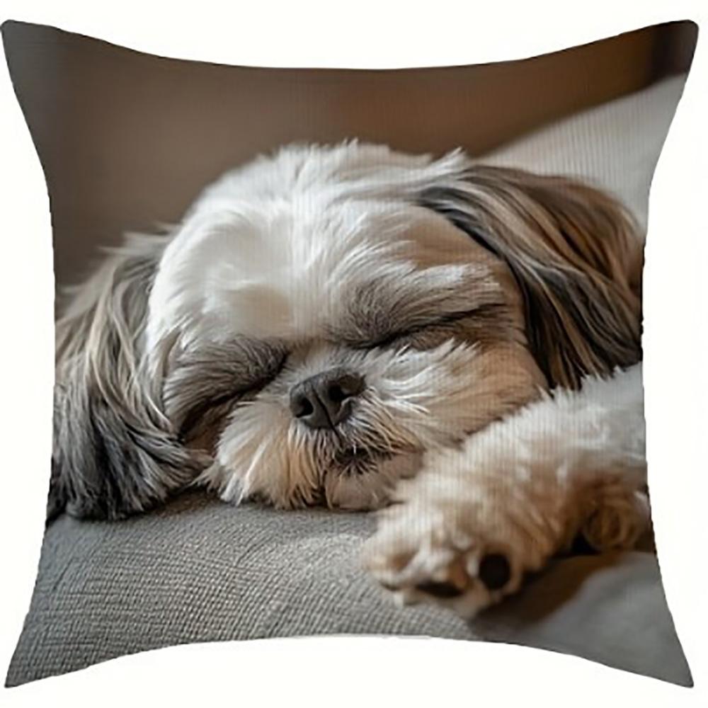 1/4pcs Cute Shih Tzu Sleeping Pattern Pillowcases Sofa Cushion Cover Home Bedroom Room Decoration