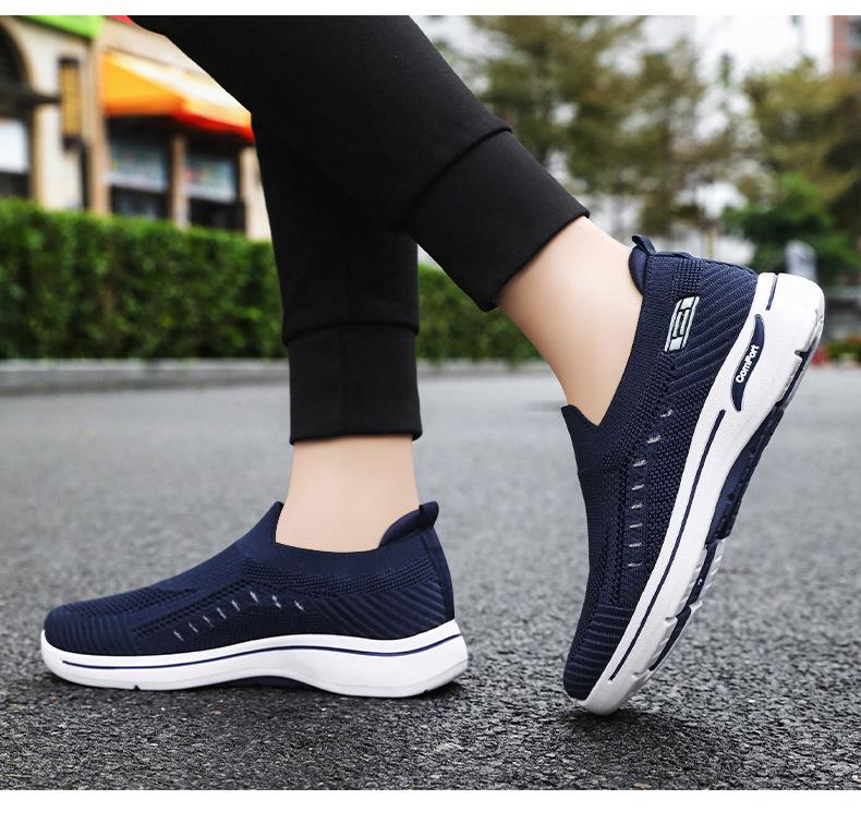 Men's Flyknit Breathable Slip-on Casual Shoes - Lightweight, Comfortable & Soft Sole Mesh Dad Shoes