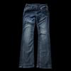 ZYLLO Jeans American Retro Slim a Zampa Donna Y2k Harajuku Gotico Vintage Tasca Ricamata Pantaloni in Denim Blu Vita Bassa Gamba Larga Pantaloni